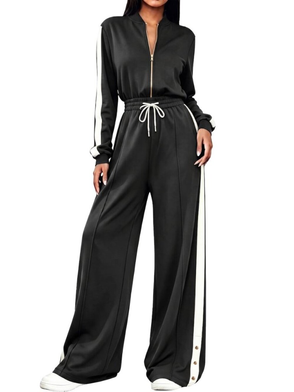 Womens One Piece Jumpsuits Casual Drawstring Waist Wide Leg Rompers